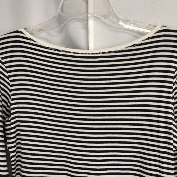 H&M L.O.G.G Womens Medium Gray White Striped Stretch Top M - Picture 7 of 7